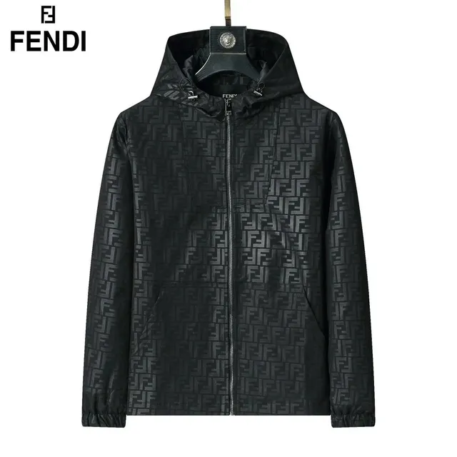 Fendi Logo-Print Hooded Jacket Monogram All-Over