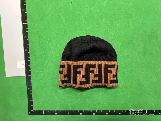 Fendi FF Logo Beanie Black and Beige