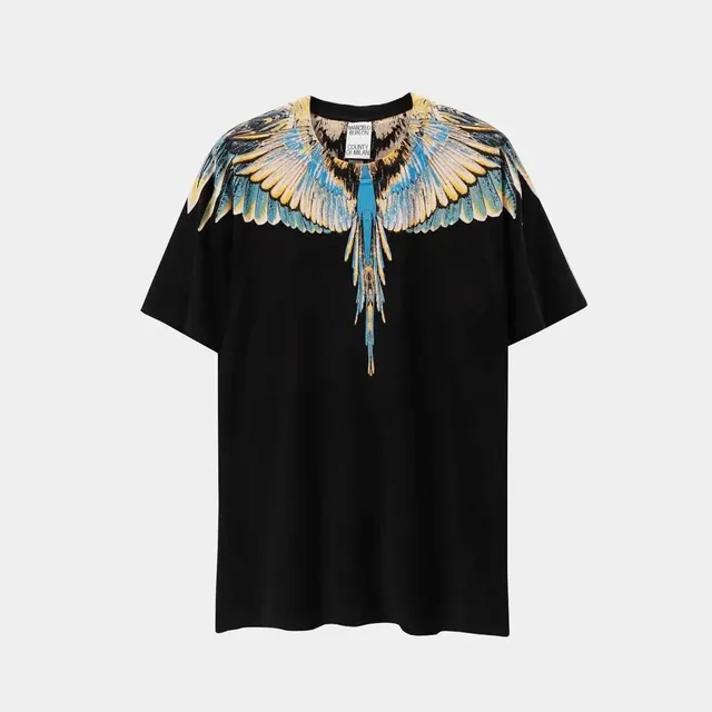 Marcelo Burlon Wings T-Shirt Blue and Gold Wings Print