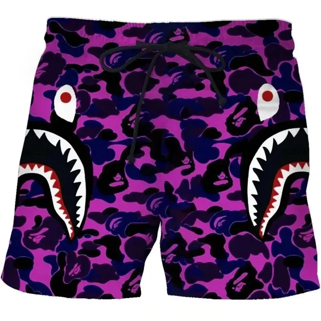 BAPE Shark Shorts Purple Camo Shark