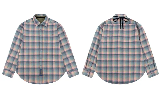 Maison Margiela Long-Sleeve Button-Up Shirt Pastel Plaid