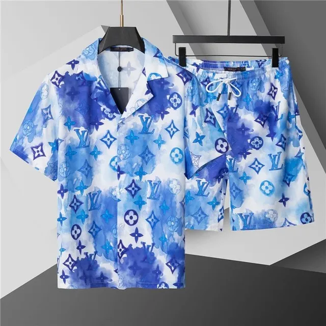 Louis Vuitton Printed Short-Sleeve Shirt and Shorts Set Watercolor Monogram