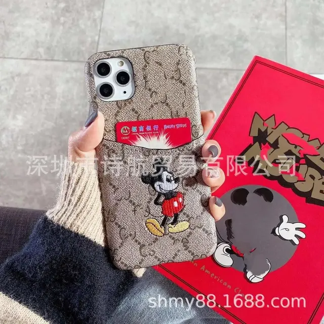 Gucci × Disney GG Marmont Phone Case Mickey Mouse Embroidery