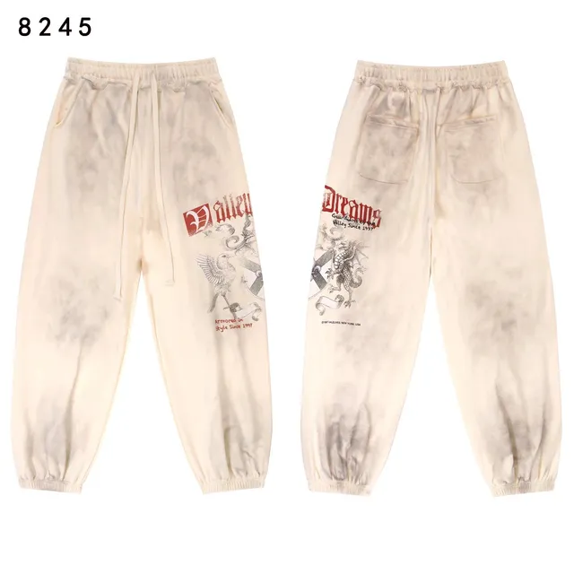 Vale Forever sweatpants bleached beige with 'Dreams' and 'Dalley' dragon prints