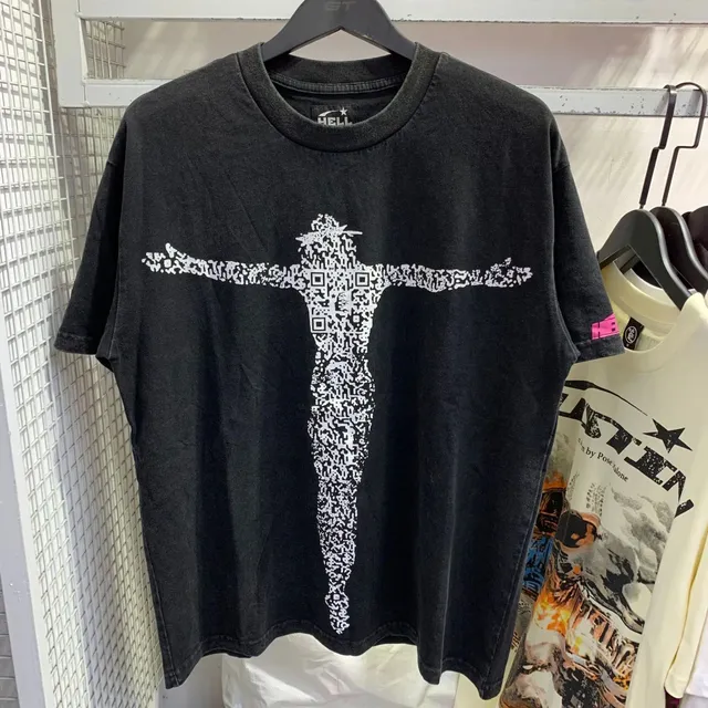 Hellstar Crucifix T-Shirt QR Code Print