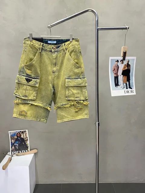 Prada Cargo Shorts Acid Wash Distressed