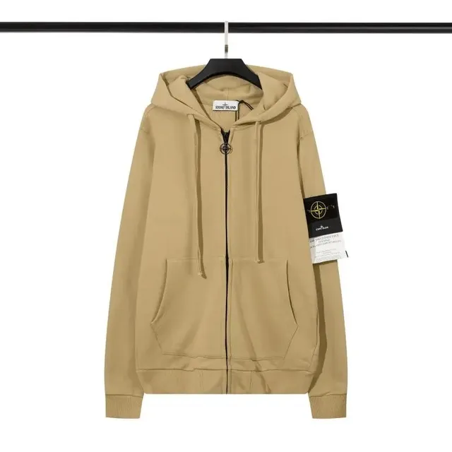 Stone Island Zip-Up Hoodie Beige