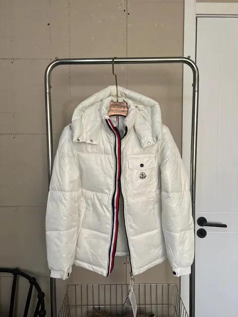 Moncler Down Jacket White with Webbing Trim