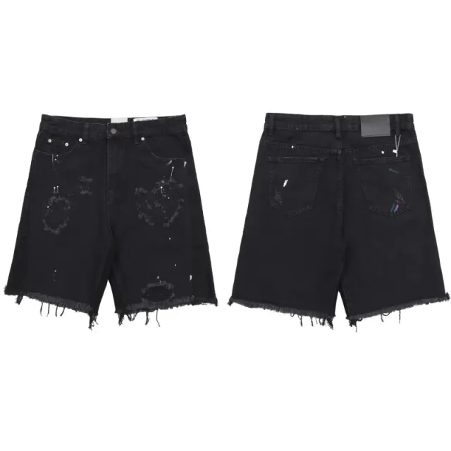 Levi's Distressed Denim Shorts Paint-Splatter & Raw Hem
