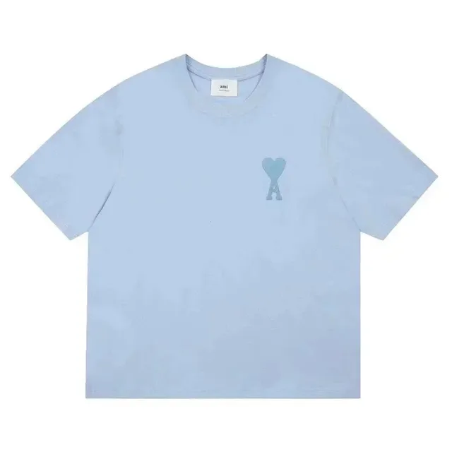 AMI Paris Heart Logo Tee Light Blue