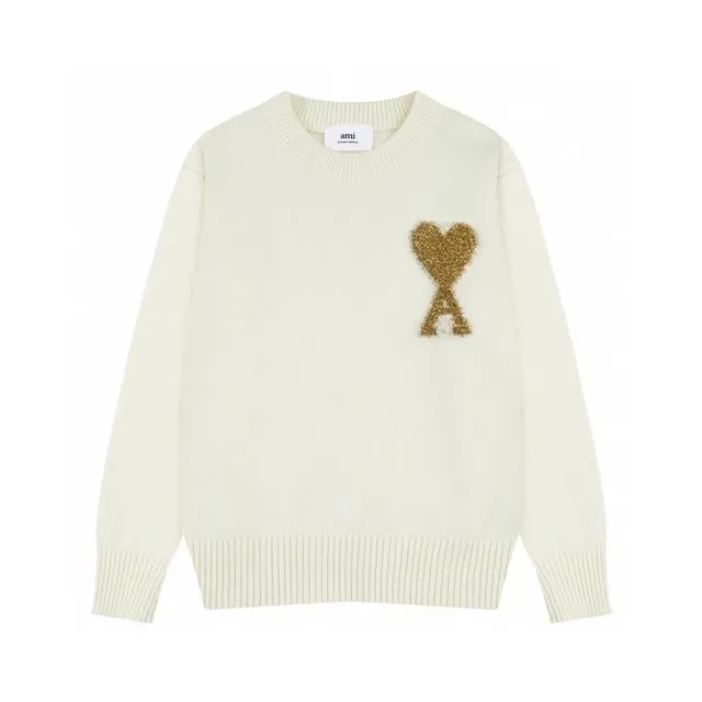 AMI Paris Heart Logo Sweater Gold Heart