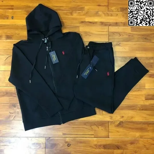 Polo Ralph Lauren Hoodie and Joggers Set Black with Pony Logo