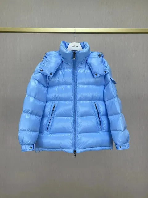 Moncler Puffer Jacket Shiny Light Blue