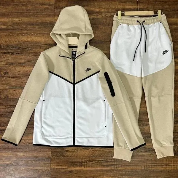 Nike Tech Fleece Hoodie and Joggers Beige/White