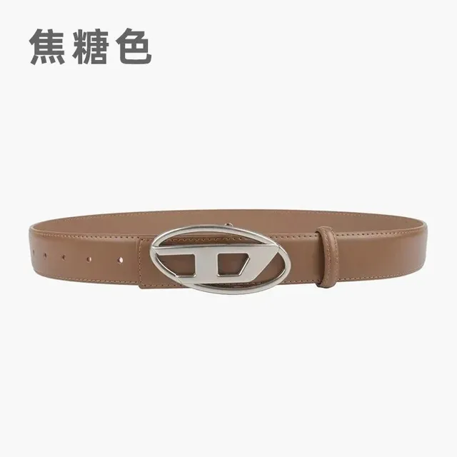 Diesel Logo Buckle Belt Caramel