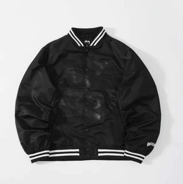 Stüssy Varsity Jacket Black with White Trim