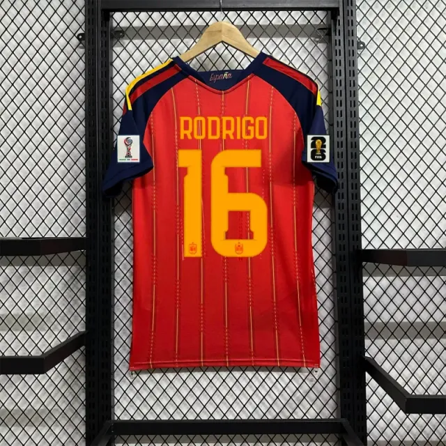 Spain home jersey, number 16 with captain's armband