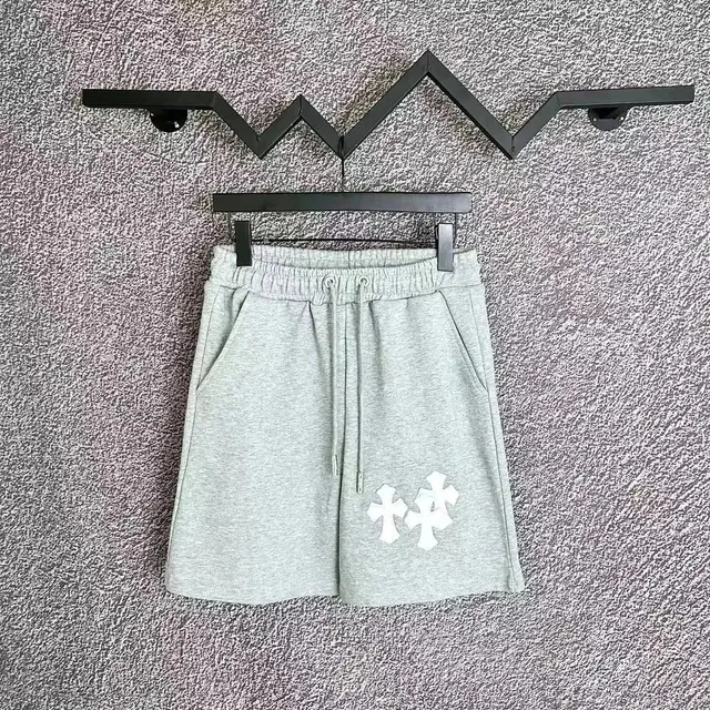 Chrome Hearts Cross-Embroidered Shorts Heather Grey with White Crosses