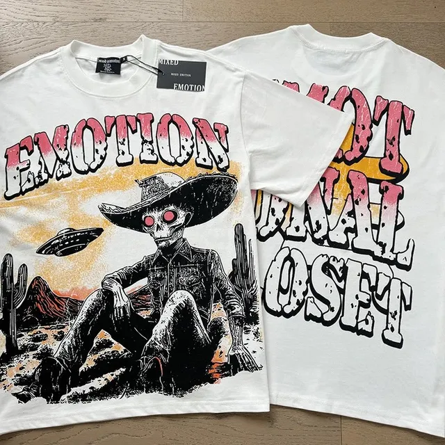 Mixed Emotion Graphic Tee Emotion Skeleton Print