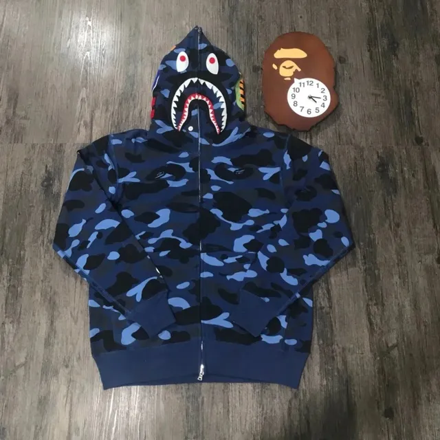 BAPE Shark Full Zip Hoodie Blue Camo