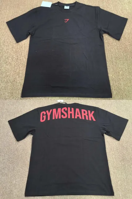 Logo Tee Black with Red Gymshark Print