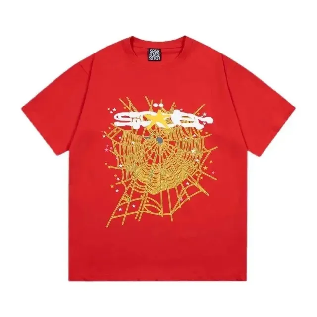 Sp5der Spider Web Graphic Tee Gold Spiderweb Print