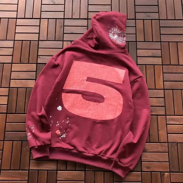 Sp5der Hoodie Cracked '5' Print with Spiderweb Hood