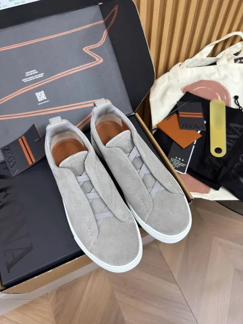 Zegna Triple Stitch Suede Slip-On