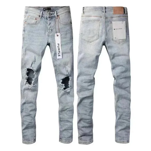 Purple Brand Slim Fit Jeans Distressed Light Wash