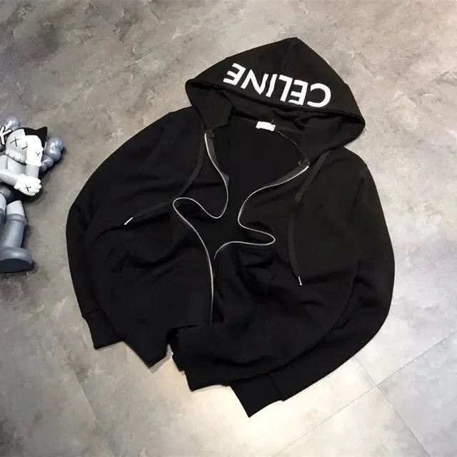 Celine Zip-Up Hoodie Logo Hood