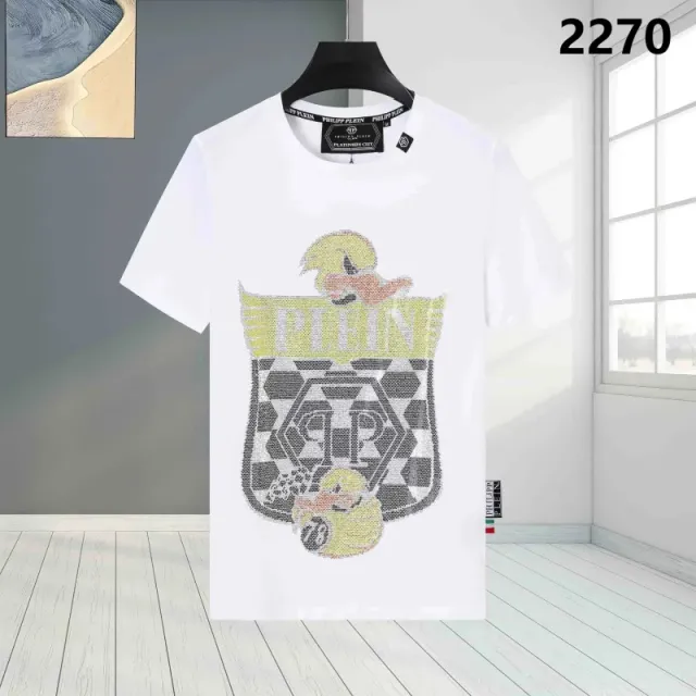 Philipp Plein Graphic T-Shirt Crystal-Embellished Shield Logo