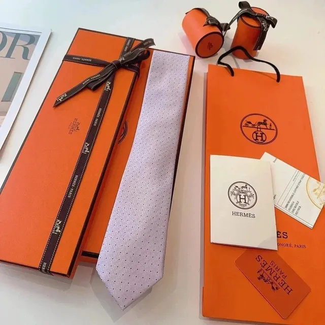 Hermès Silk Tie H Print with Dots