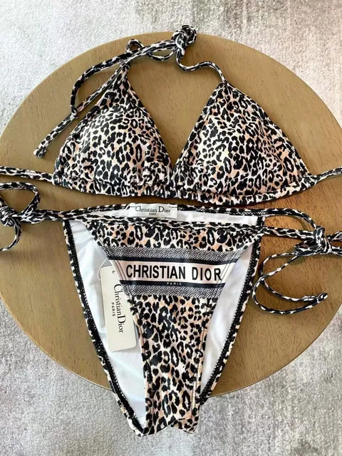 Dior Triangle Bikini Set Leopard Print