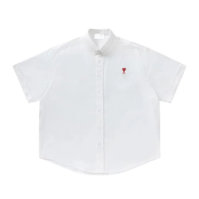 Amiri Short-Sleeve Button-Up Shirt Heart Logo