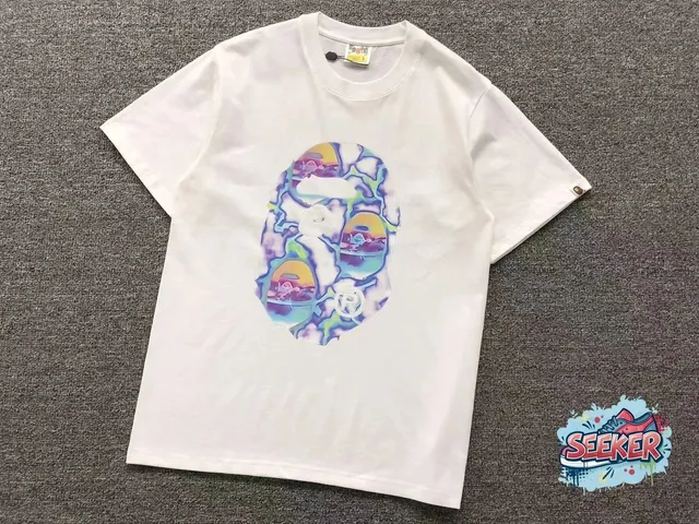 BAPE Shark Tee Multicolor Ape Head Print