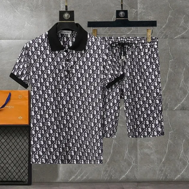Dior Oblique Print Polo and Shorts Set Monogram All-Over