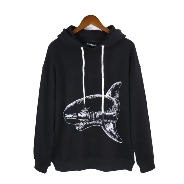 Palm Angels Shark Hoodie White Sketch Print
