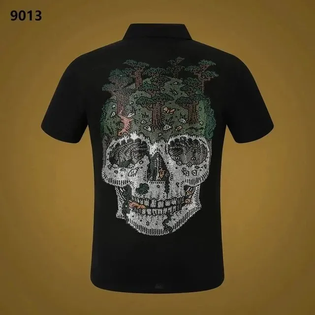 Versace Polo Shirt Crystal Skull Print