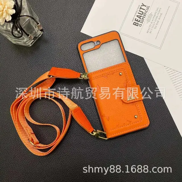 Louis Vuitton Phone Case with Strap Orange Leather
