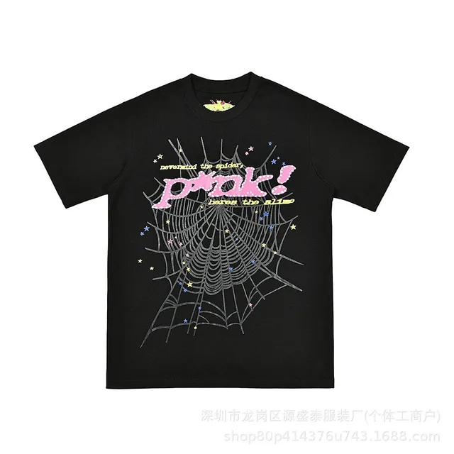 Sp5der Spider Web Tee Pink Spider Web Print