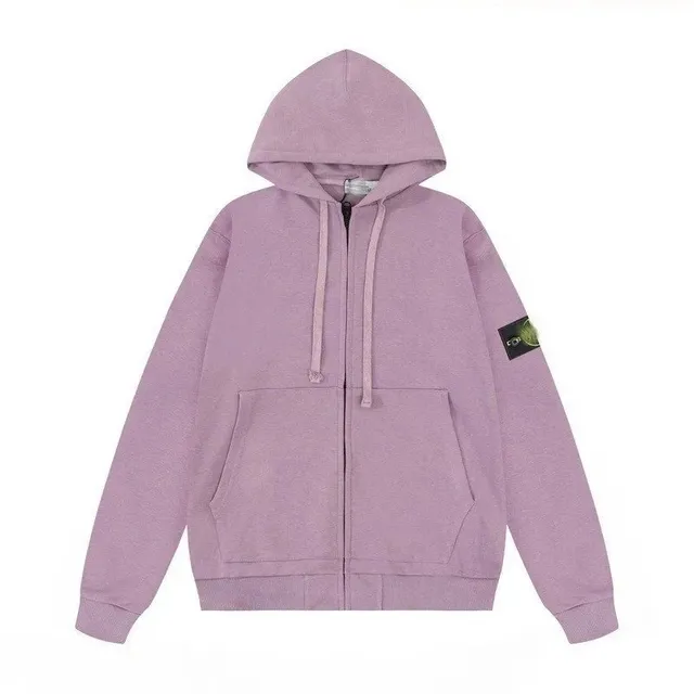 Stone Island Zip-Up Hoodie Solid Purple