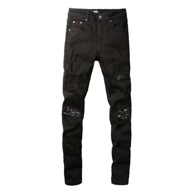 Amiri Distressed Slim Fit Jeans Destroyed Black