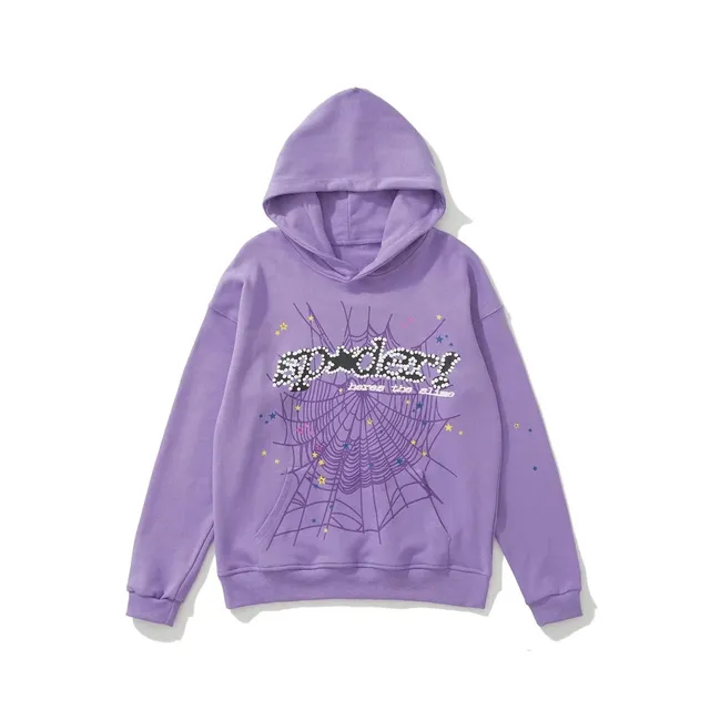 Sp5der Hoodie Spider Web Rhinestone
