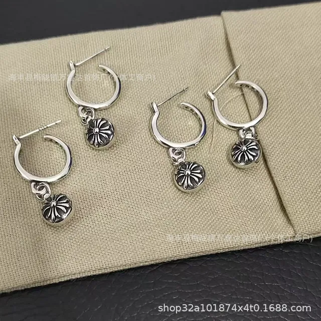 Chrome Hearts Hoop Earrings Chrysanthemum Charm