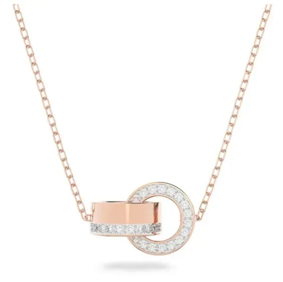 Double button rose gold sweater chain necklace