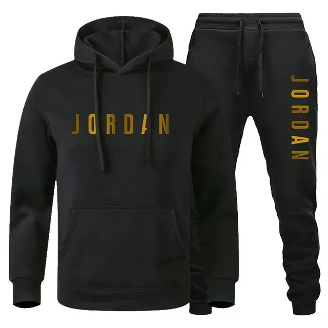 Jordan Hoodie and Joggers Set Gold Logo