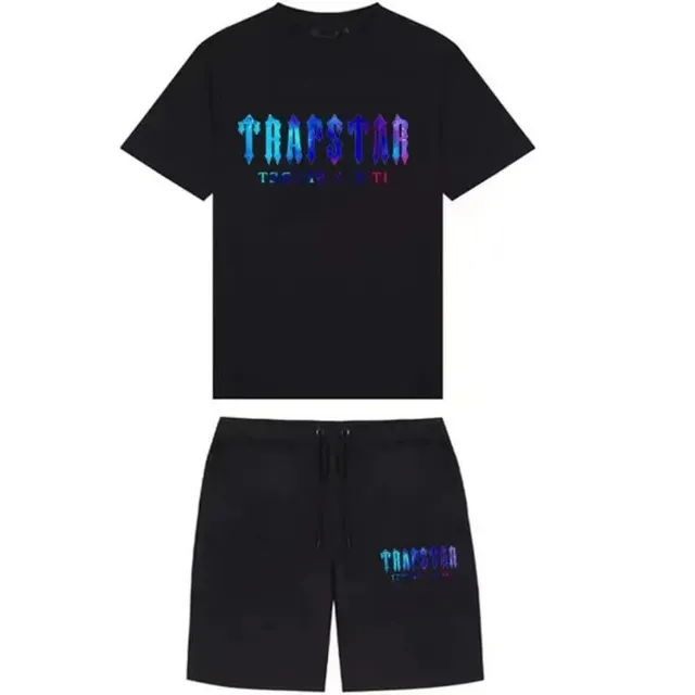 Trapstar Logo Tee & Shorts Set Holographic Logo