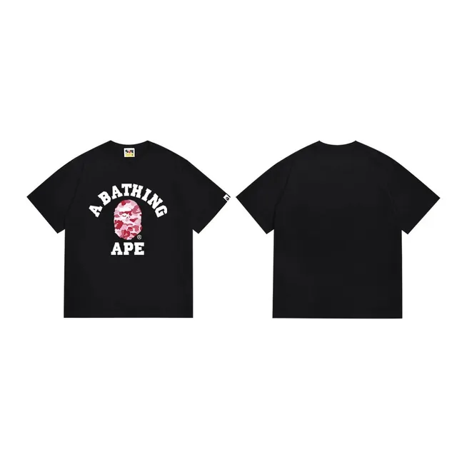 BAPE College Tee Pink Camo Ape Head