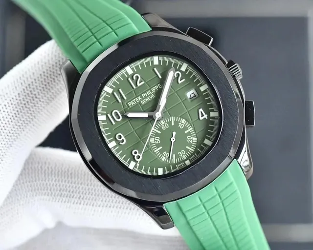 Patek Philippe Aquamarine Chronograph Olive Green Dial with Black Case