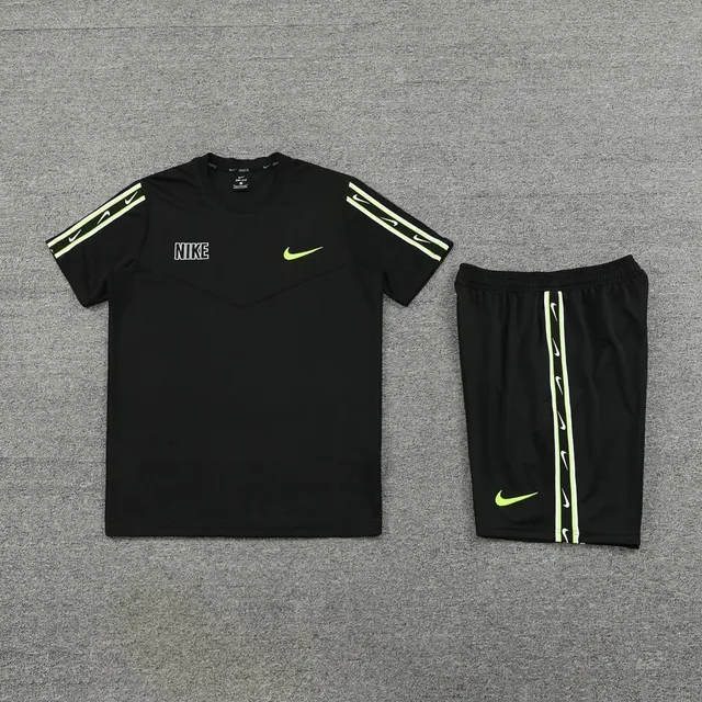 Nike Training Set Black with Volt Swoosh Stripes
